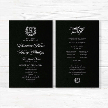 Timeless Elegance: Solid Black Wedding Invitations with White Ink