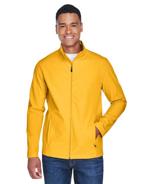 Team 365 Men’s Leader soft shell jacket with a sleek, weather-resistant design and modern fit. Features a full-zip front and durable fabric, ideal for outdoor wear and layering.