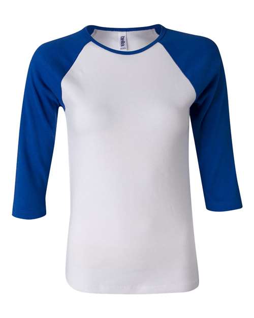 BELLA + CANVAS - Women’s 1X1 Baby Rib Raglan Three-Quarter Sleeve Tee - 2000b