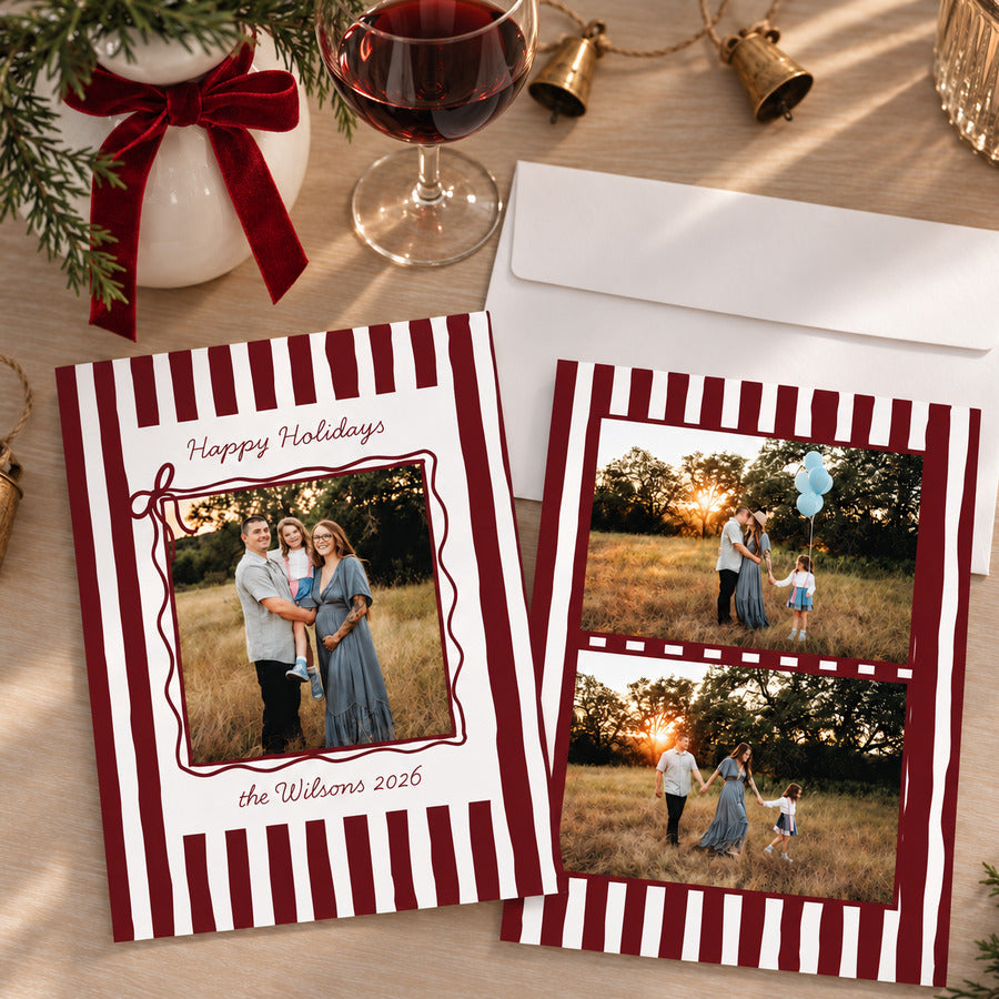 Modern Stripes Personalized Holiday Photo Card