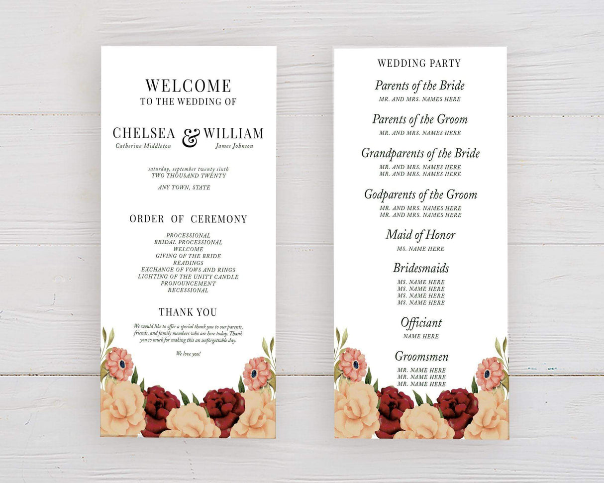 Ampersand Peach Floral Program - goprintplus