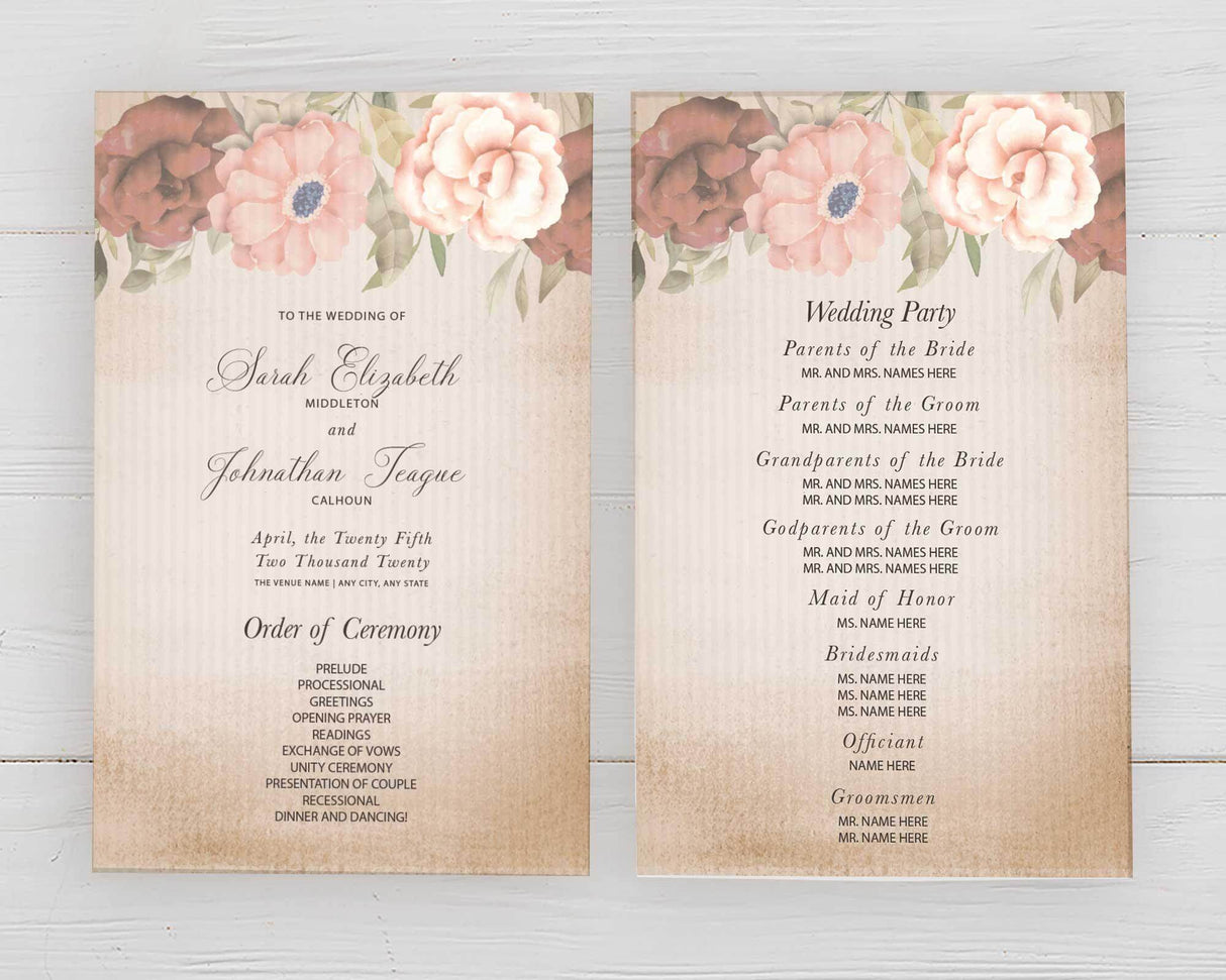 Antique Floral Program - goprintplus