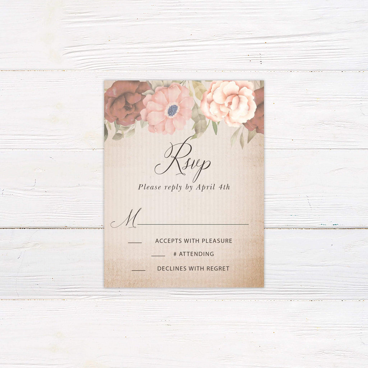 Antique Floral RSVP - goprintplus