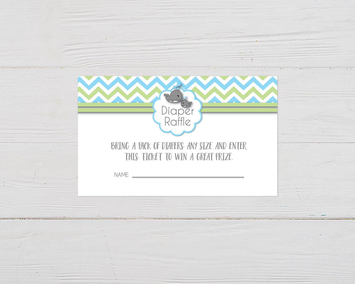 Blue Whales Diaper Raffle Ticket - goprintplus