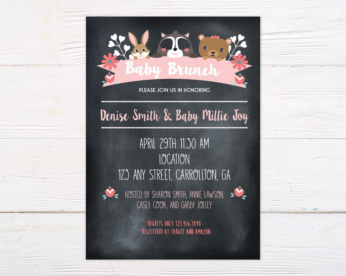 invitation animals a, having themed forest, theme cute and oh, personalized, celebration, stationery, gathering, hedgehog, wildlife, mushroom, greenery, raccoon, minimalist