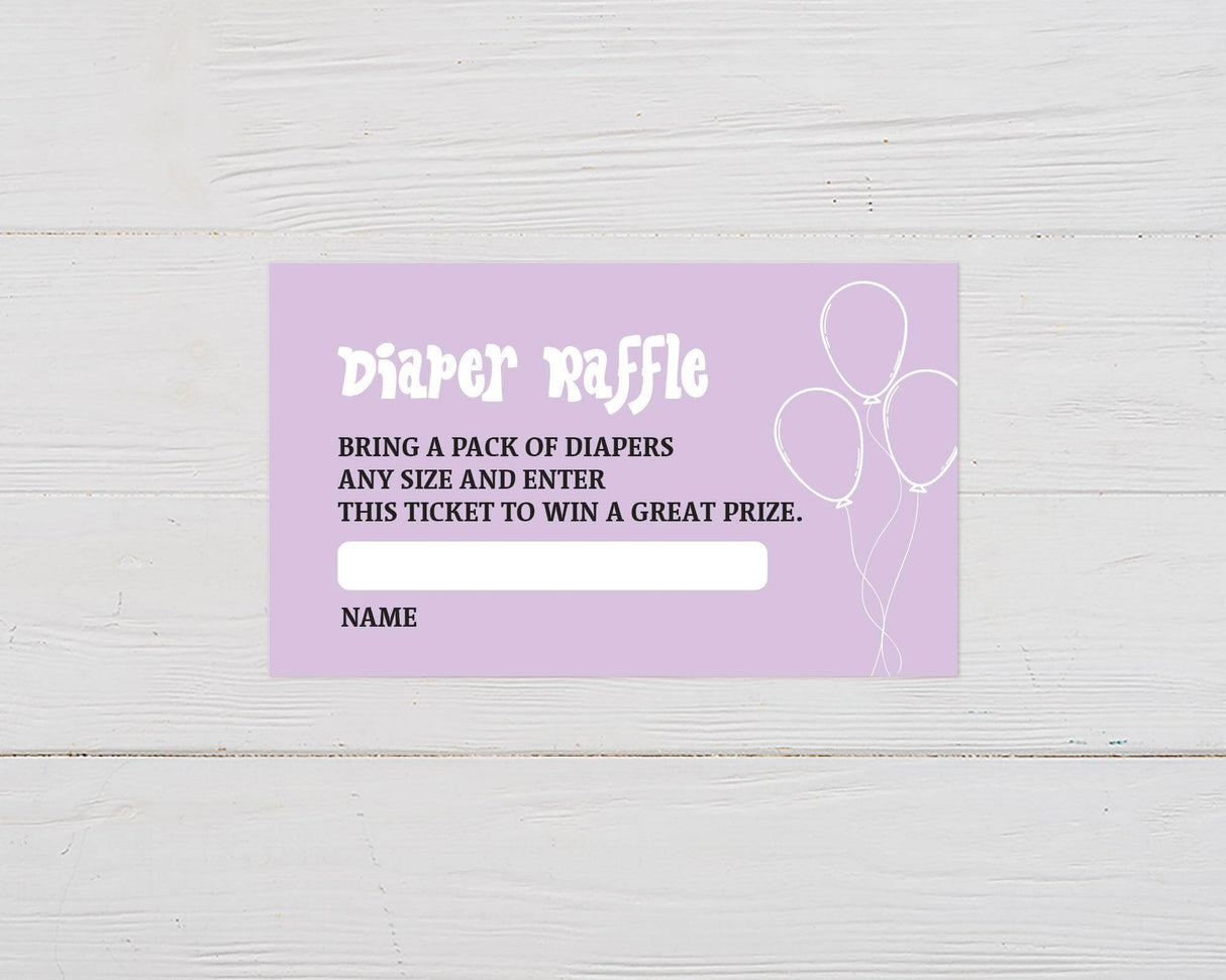 Balloon Outline Diaper Raffle Ticket - goprintplus