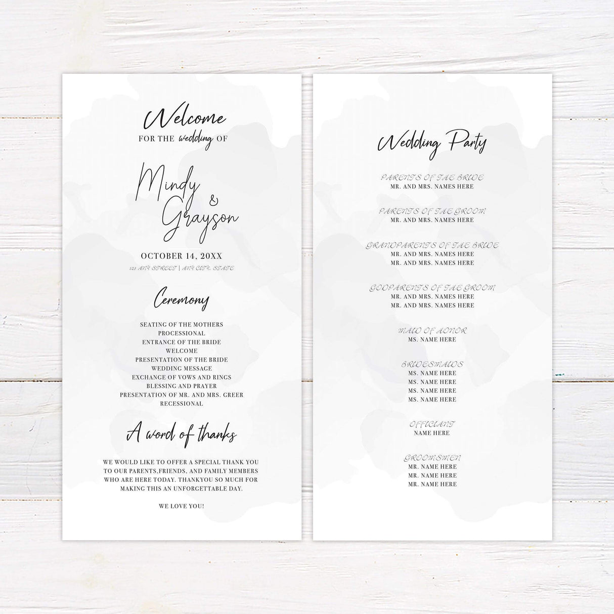 Bamboo Wash Invitations - goprintplus