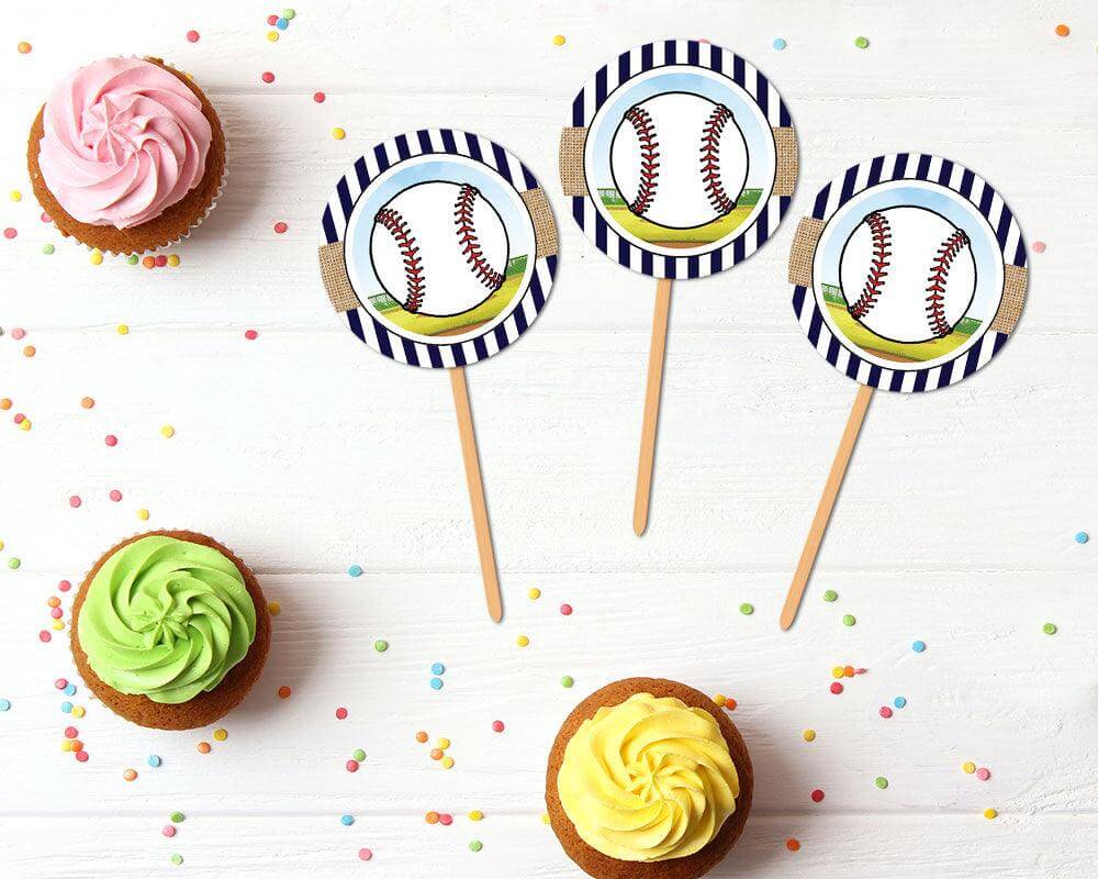 Baseball Birthday Cupcake Topper - goprintplus
