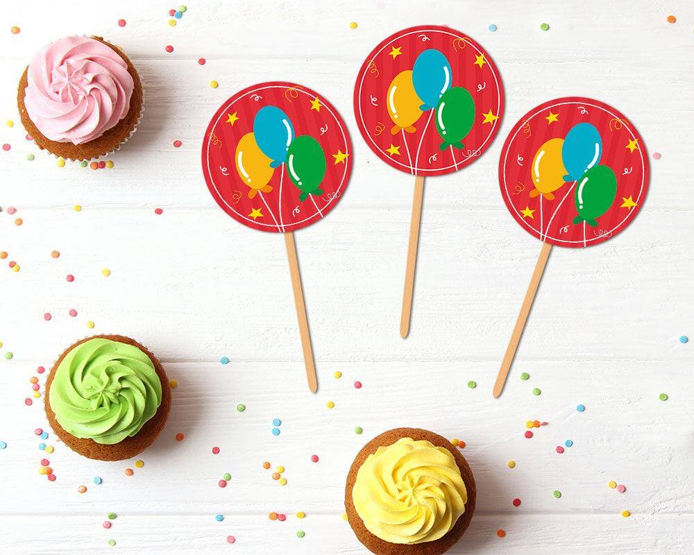 Birthday Balloons Cupcake Topper - goprintplus