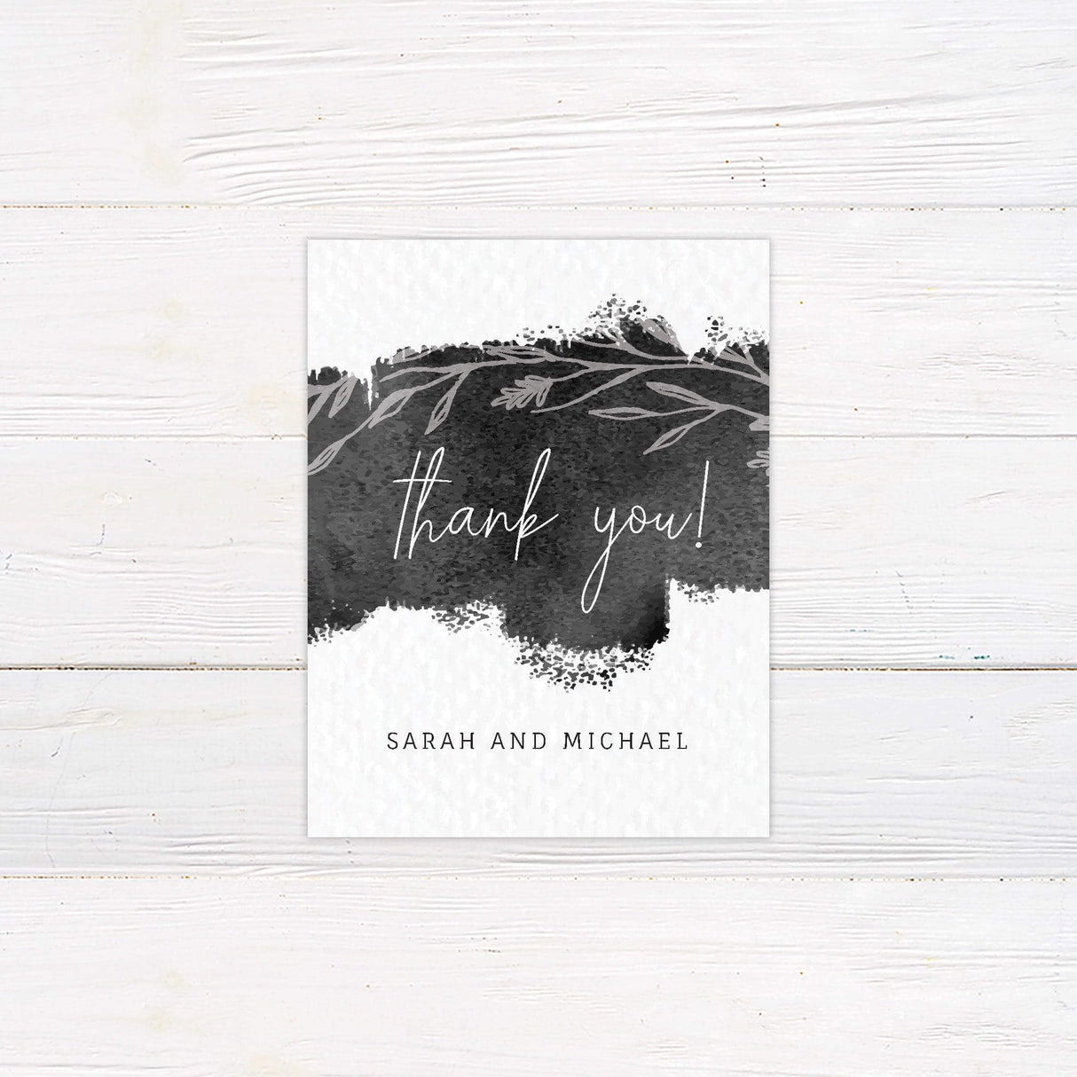 Black Wash Thank You Card - goprintplus