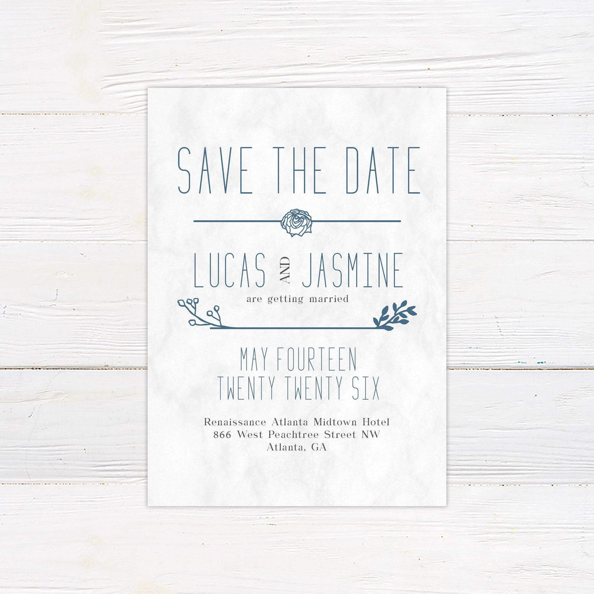 Blue Botanical Save The Date - goprintplus