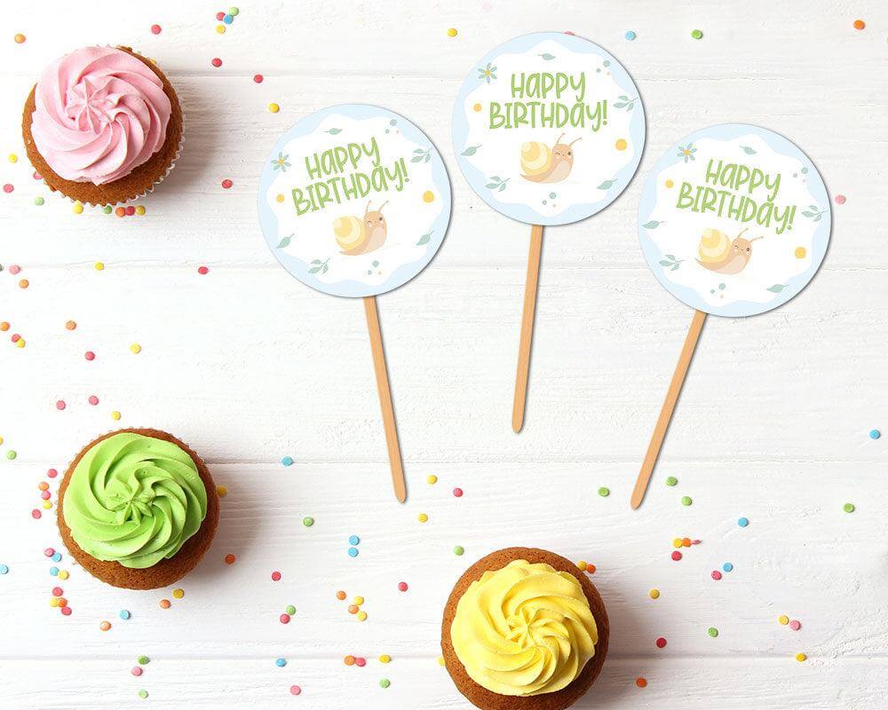 Blue Snail Cupcake Topper - goprintplus