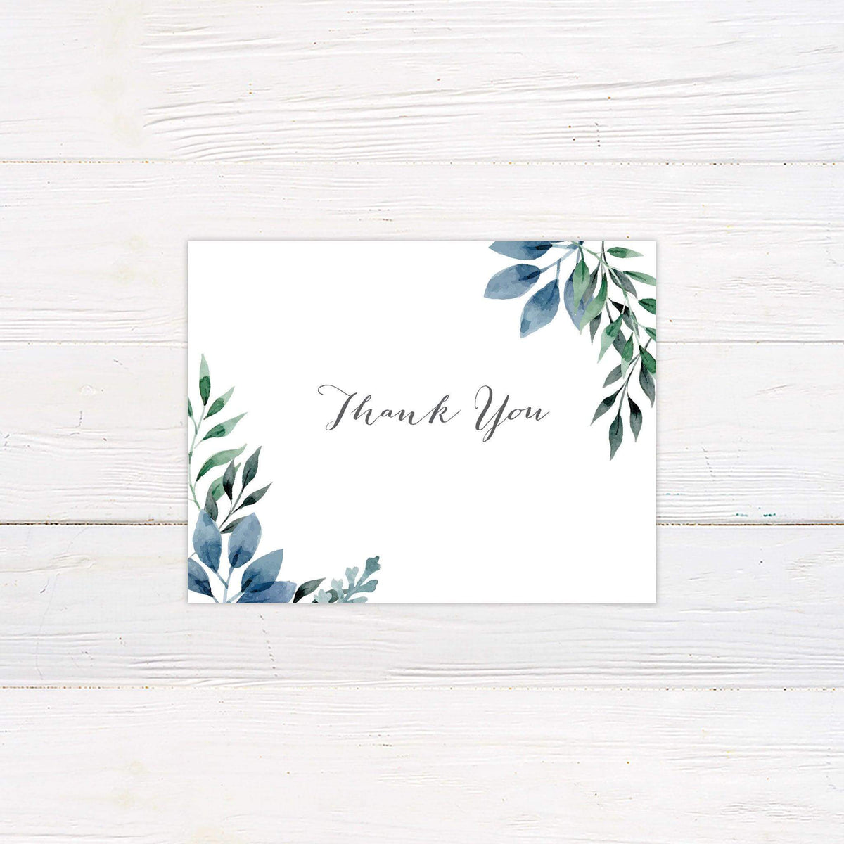 Watercolor Leaves Thank You Card | Go Print Plus
