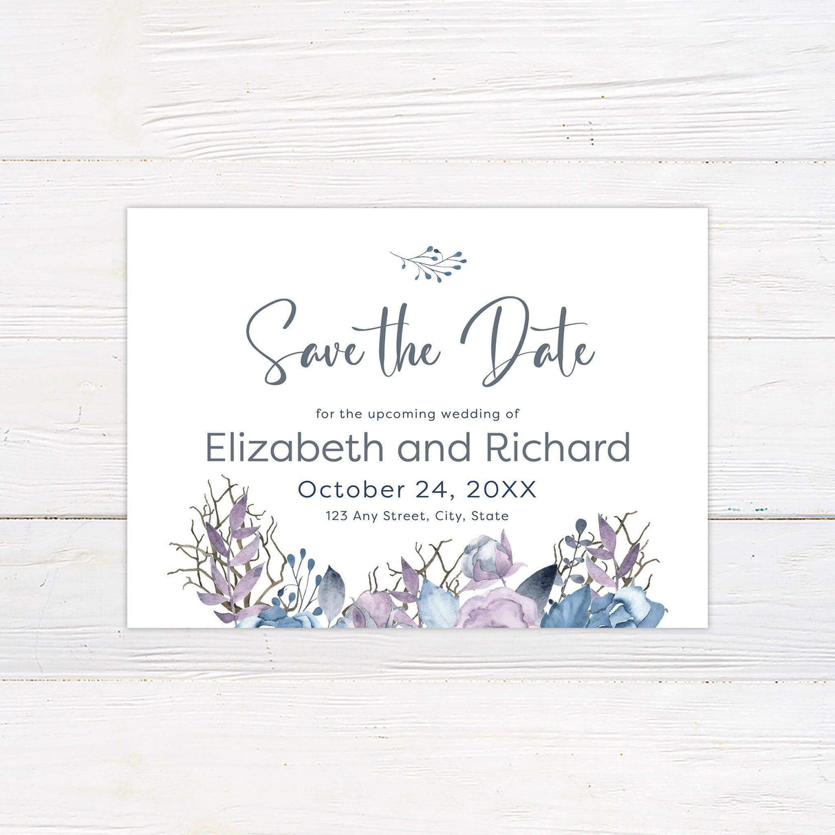 Blue and Lilac Save The Date - goprintplus