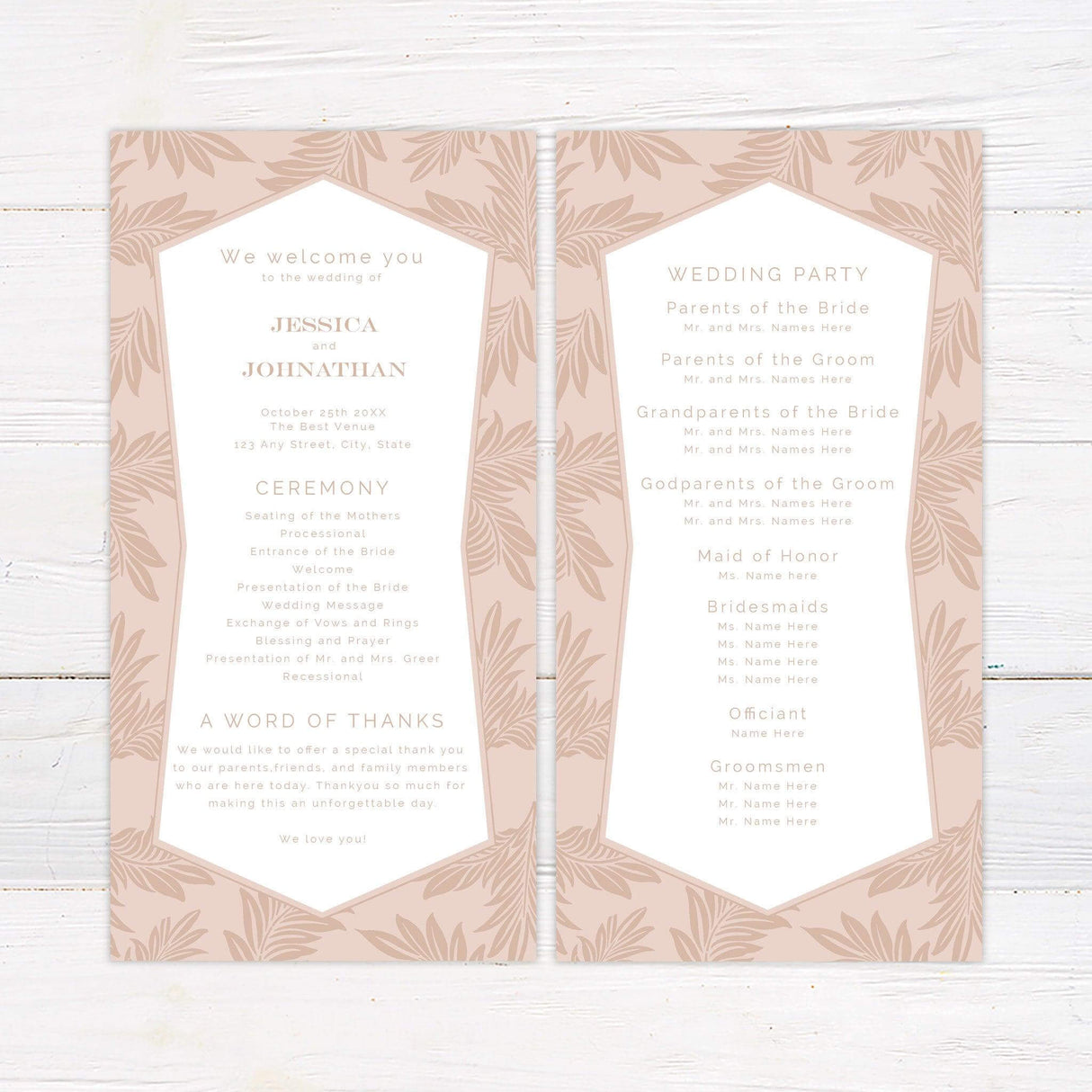 Blush Botanical Invitations - goprintplus