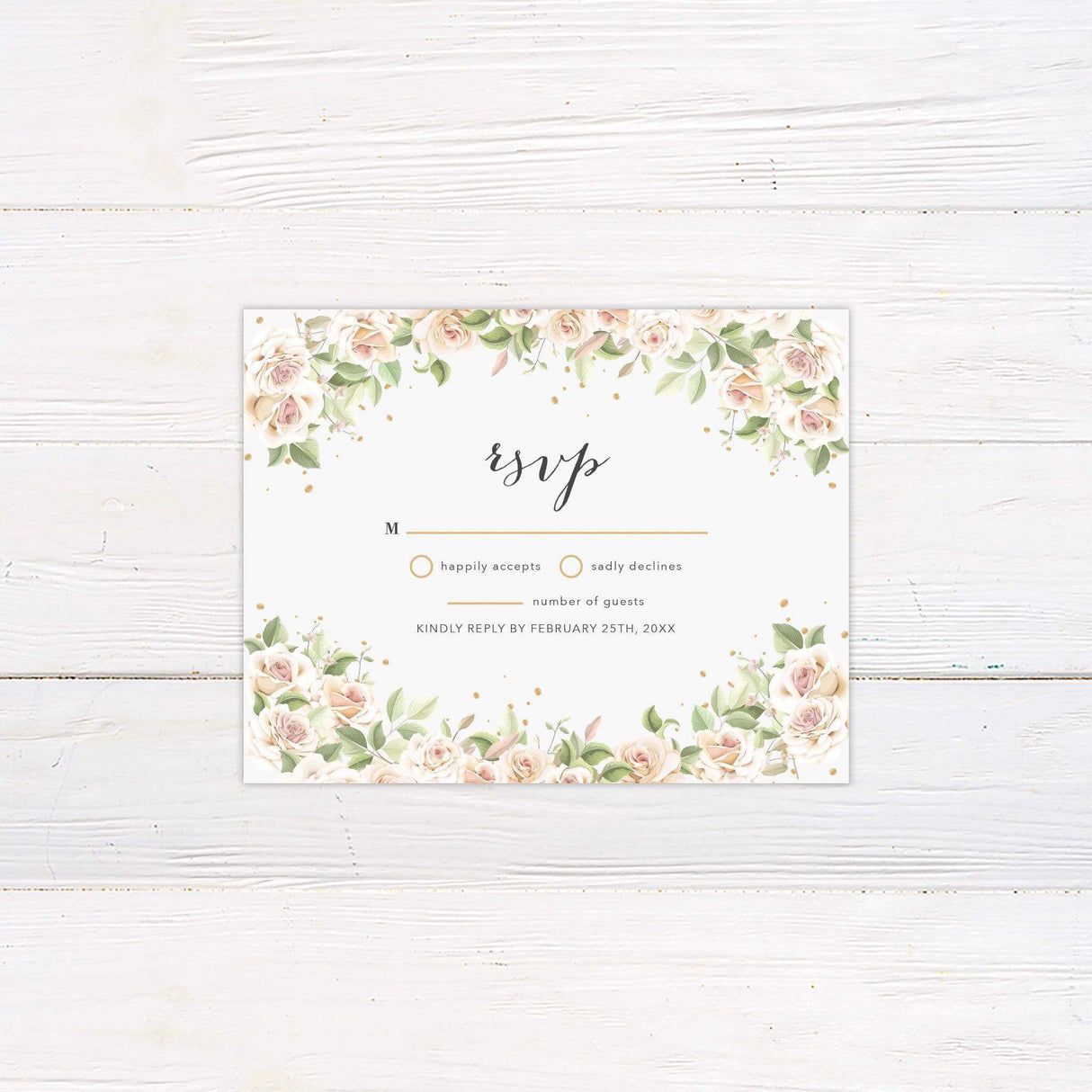 Blush Pink Roses RSVP - goprintplus