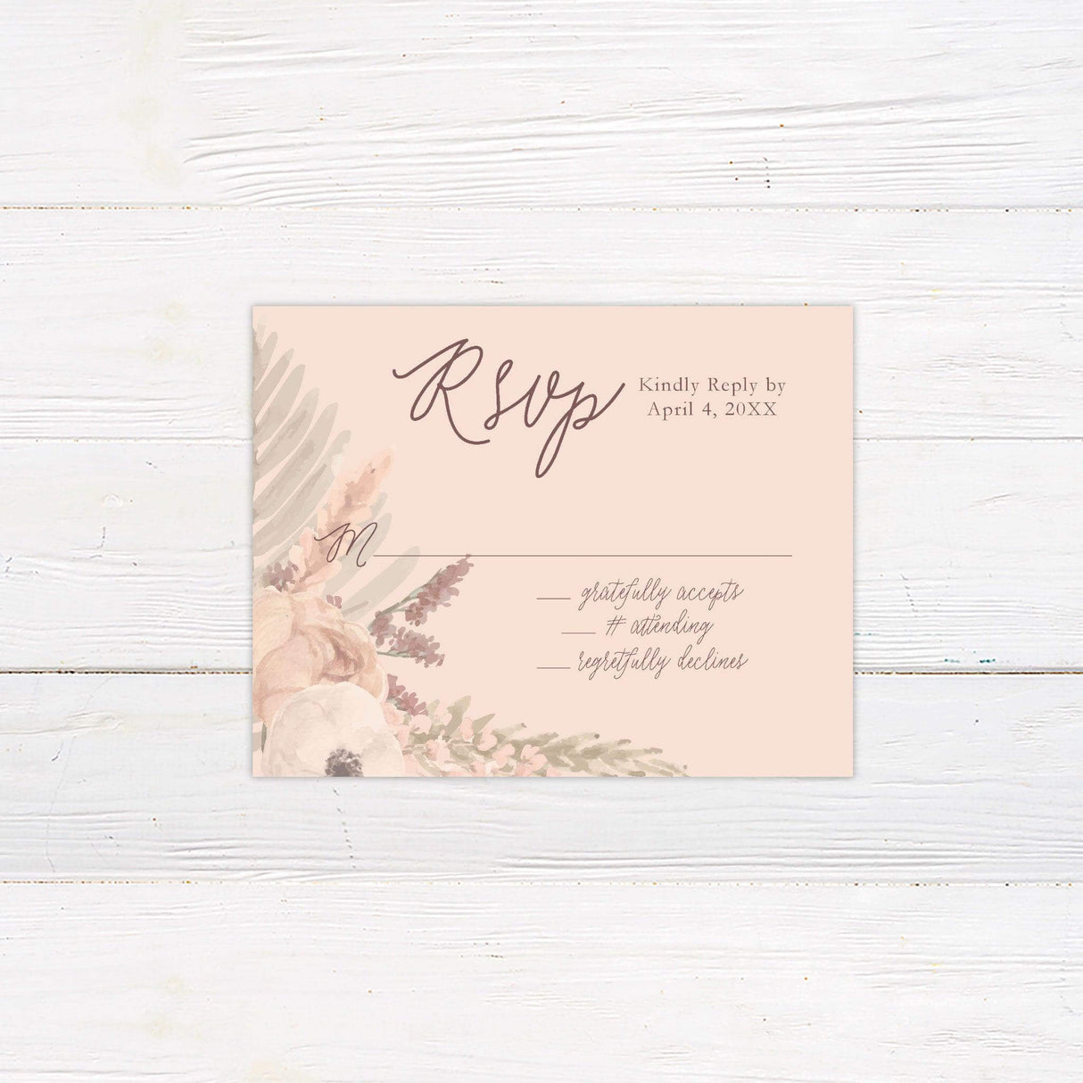 Boho Rose RSVP - goprintplus