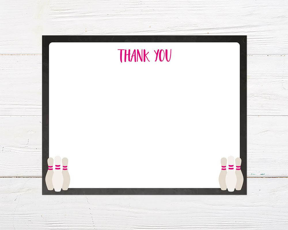 Bowling Birthday Thank You Card - goprintplus