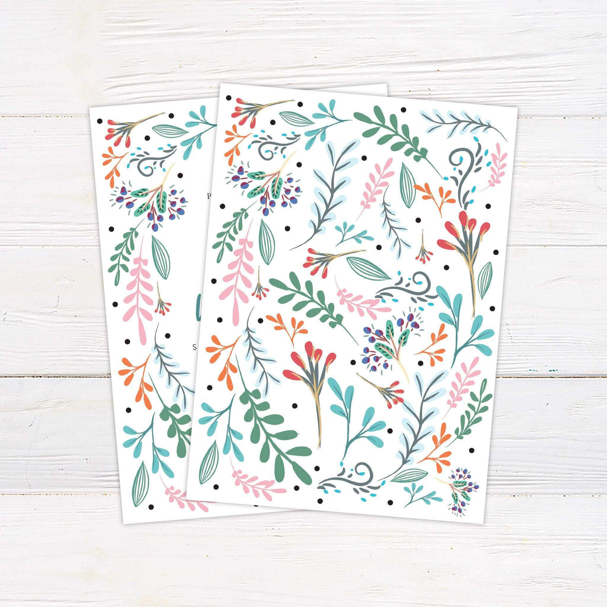 Bright botanical wedding invitation with whimsical floral illustrations and playful design, perfect for colorful spring or garden weddings. - back