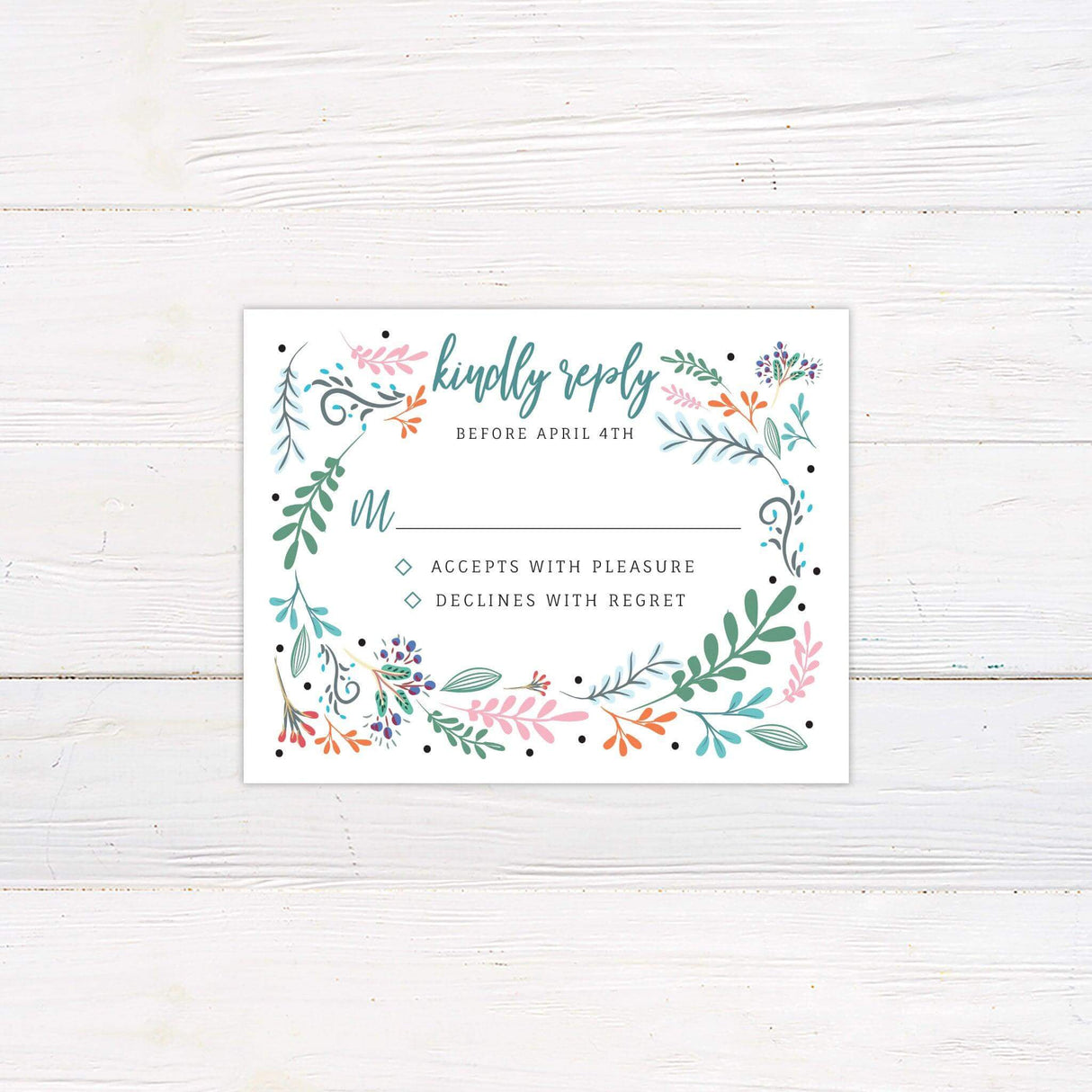 Bright Botanical Flowers RSVP - goprintplus