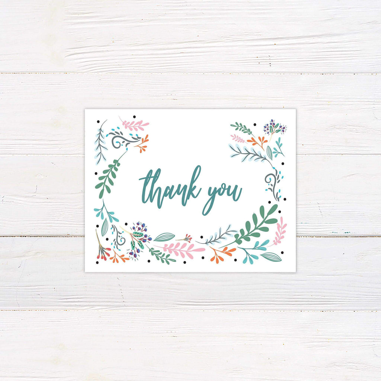 Bright Botanical Flowers Thank You Card - goprintplus