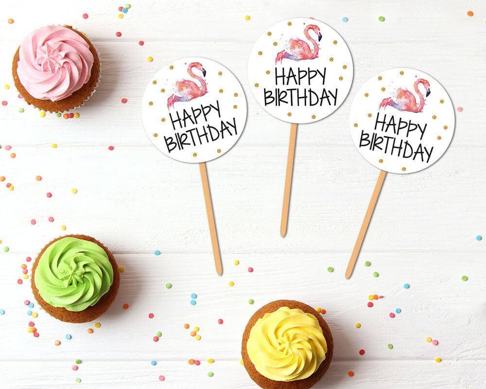 Bright Flamingo Cupcake Topper - goprintplus