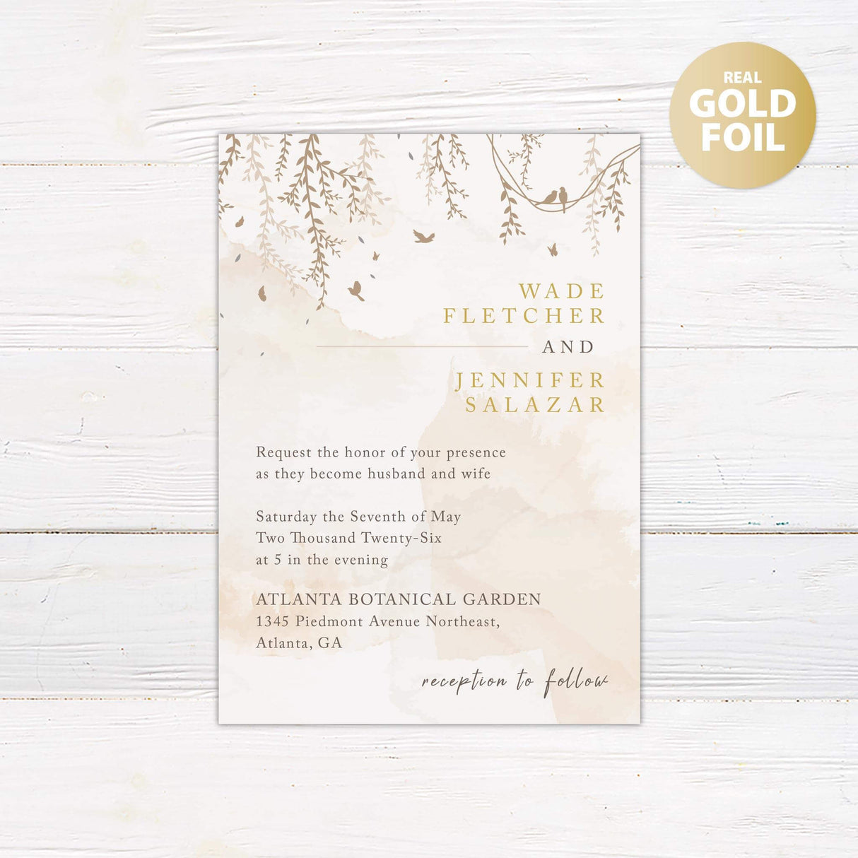 Brown Botanical Foil Invitation - goprintplus