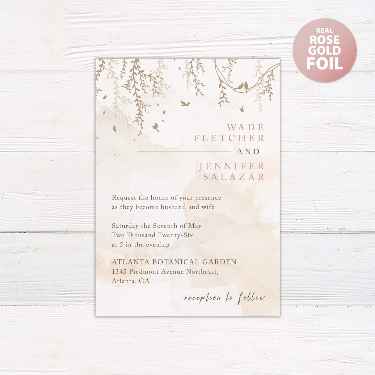 Brown Botanical Foil Invitation - goprintplus