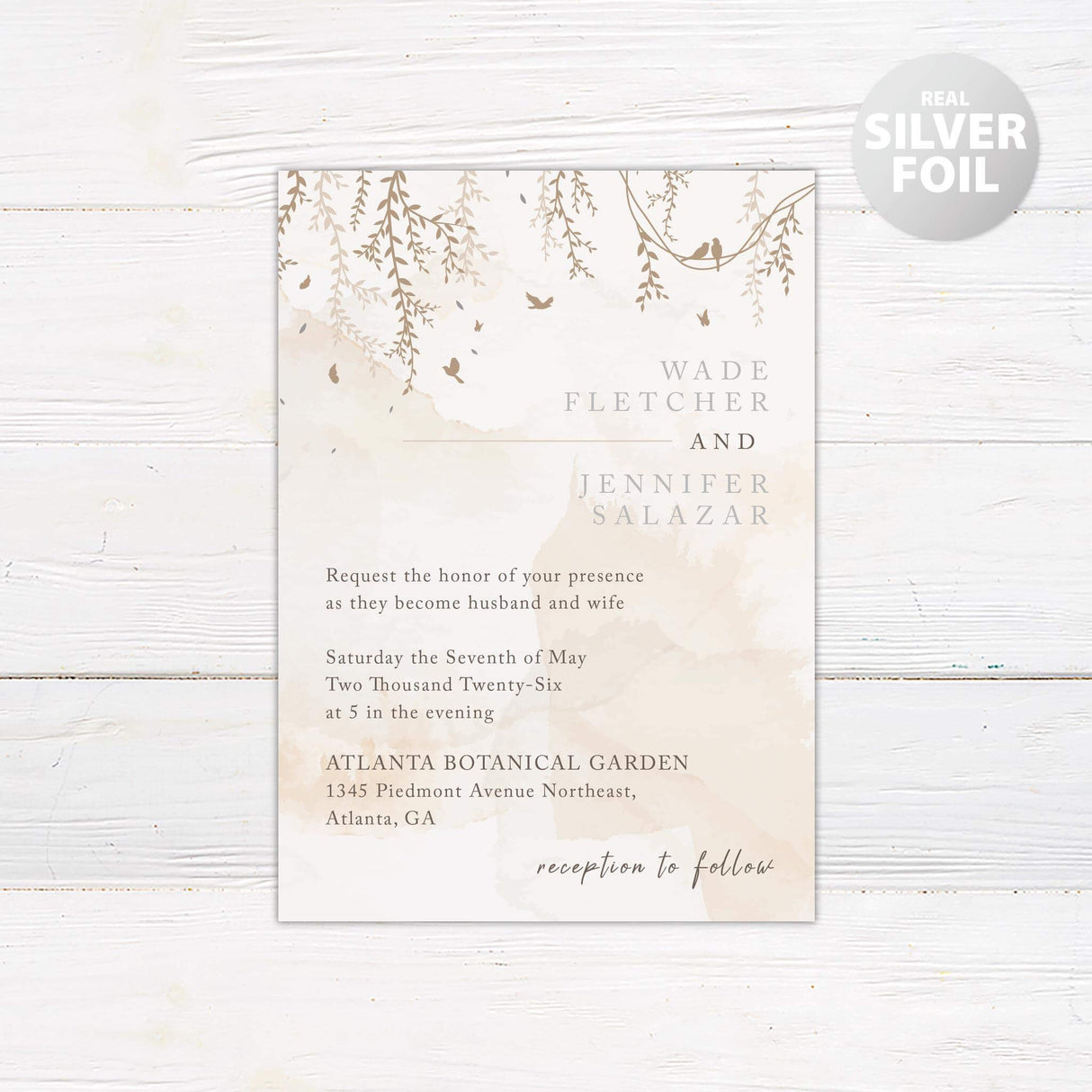 Brown Botanical Foil Invitation - goprintplus