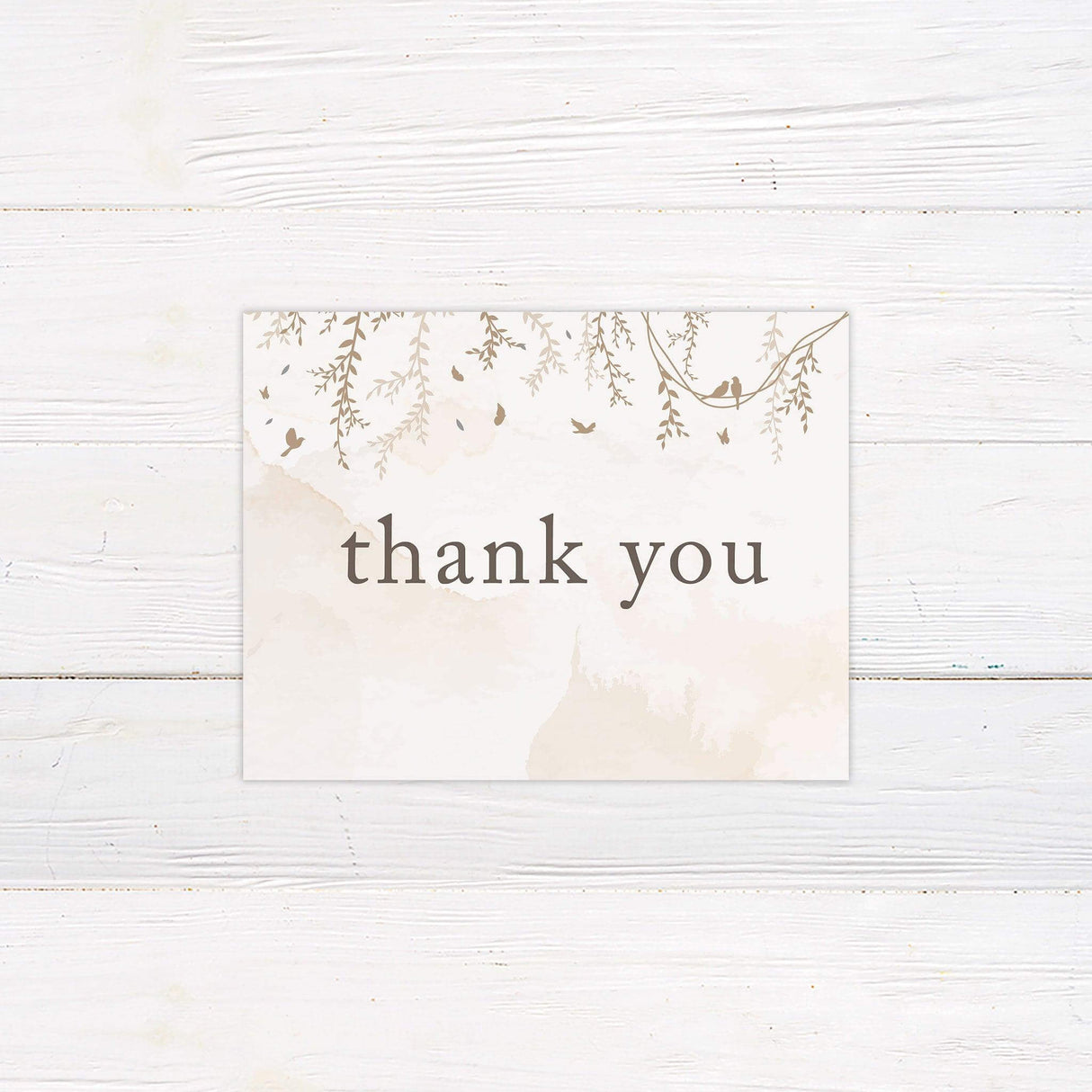 Brown Botanical Thank You Card - goprintplus