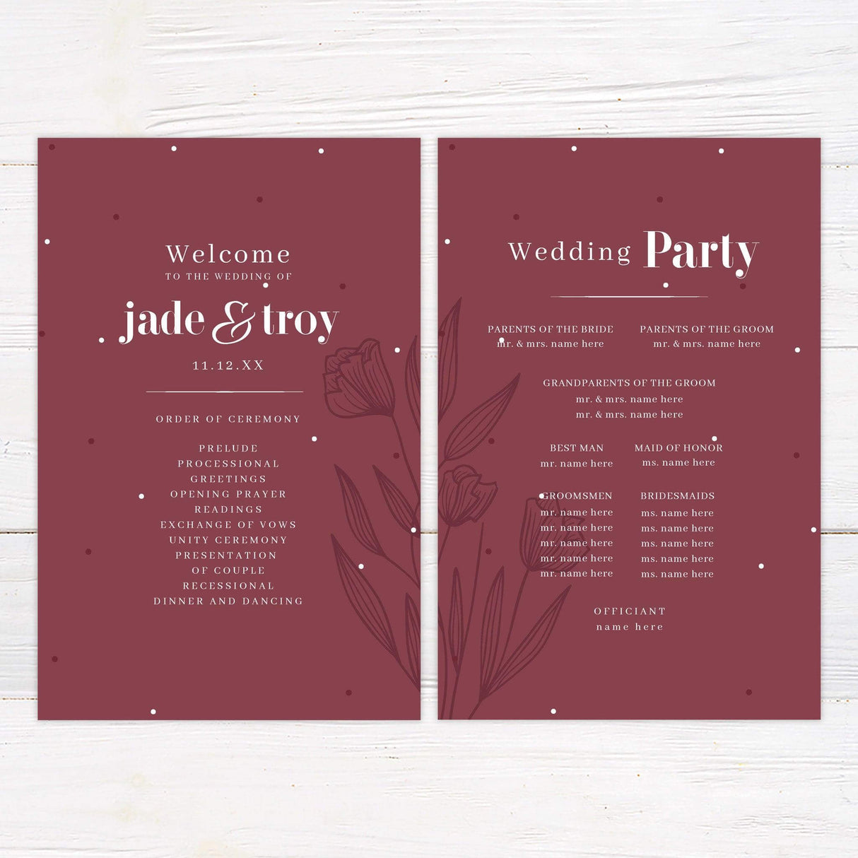 Burgundy Botanical Invitations - goprintplus