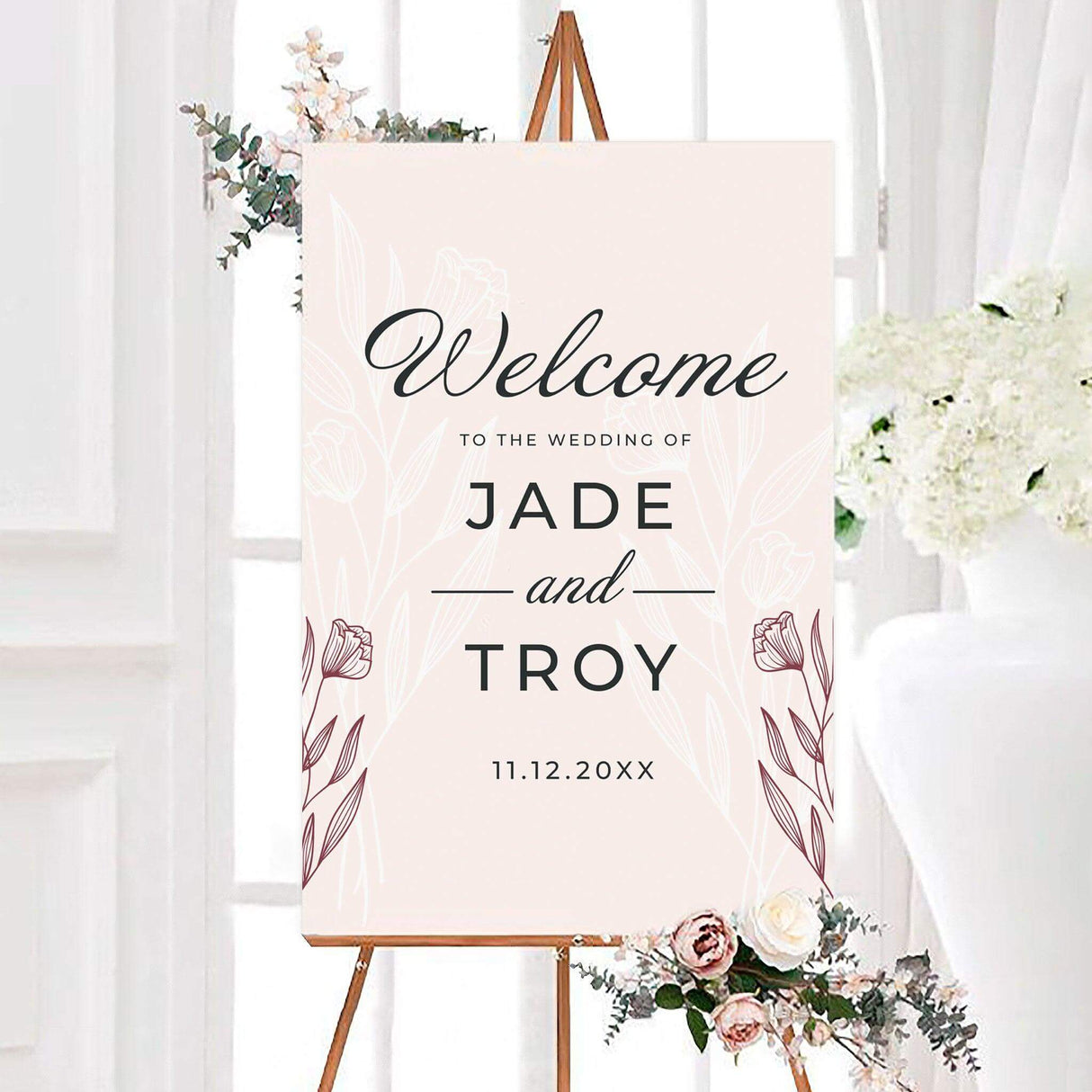 Burgundy Botanical Invitations - goprintplus