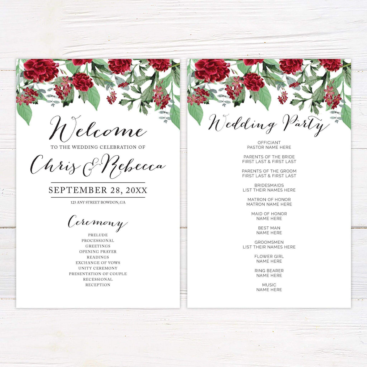 Burgundy Floral Wreath Invitations - goprintplus