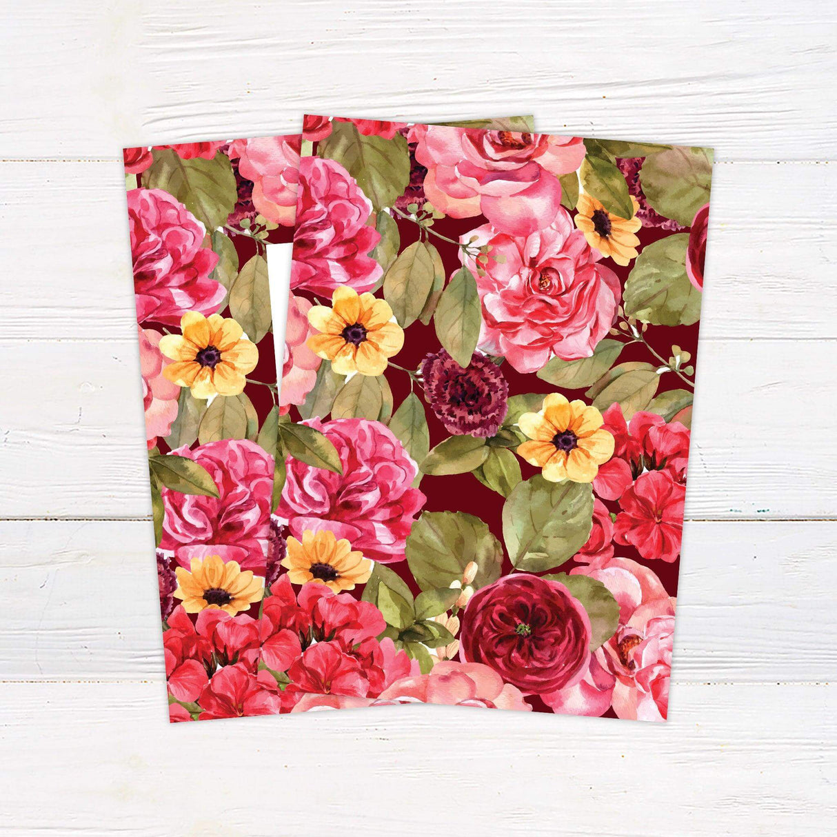 Modern floral wedding invitation with vibrant hand-painted flower border and elegant text layout, ideal for spring or garden weddings. - back