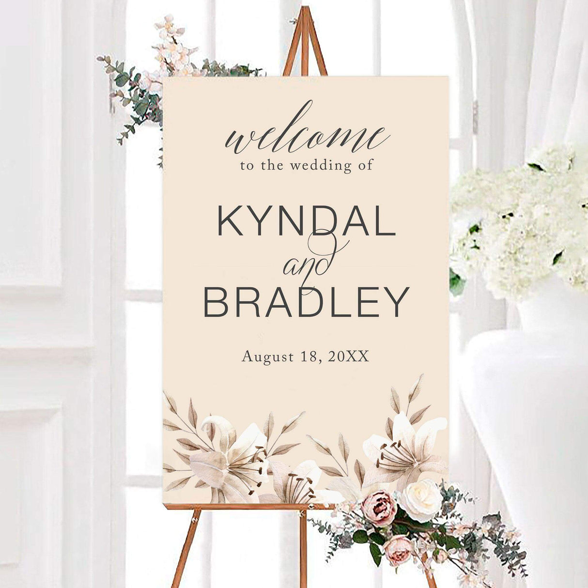 Champagne Floral Corners Invitations - goprintplus