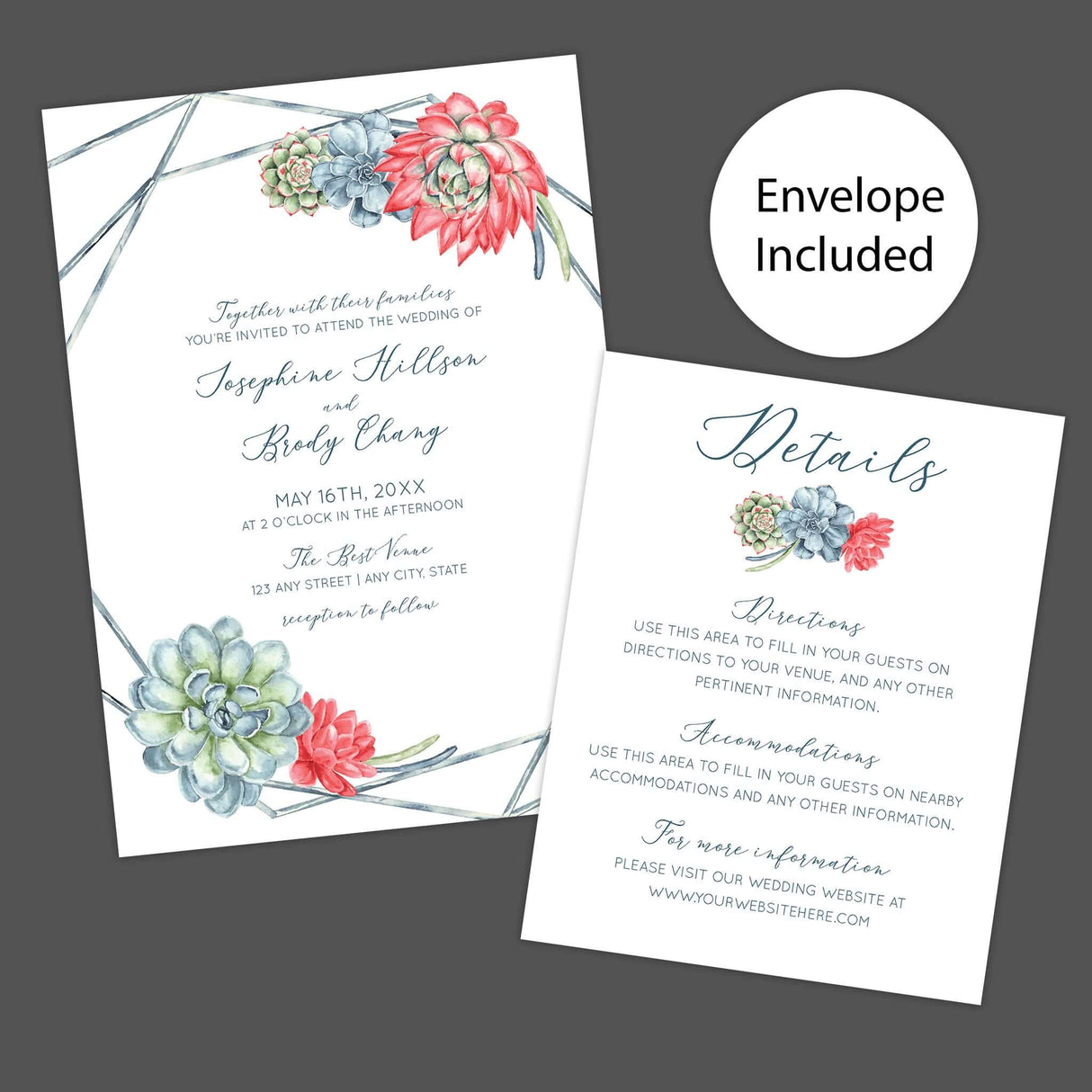 Invitaciones encantadoras de suculentas