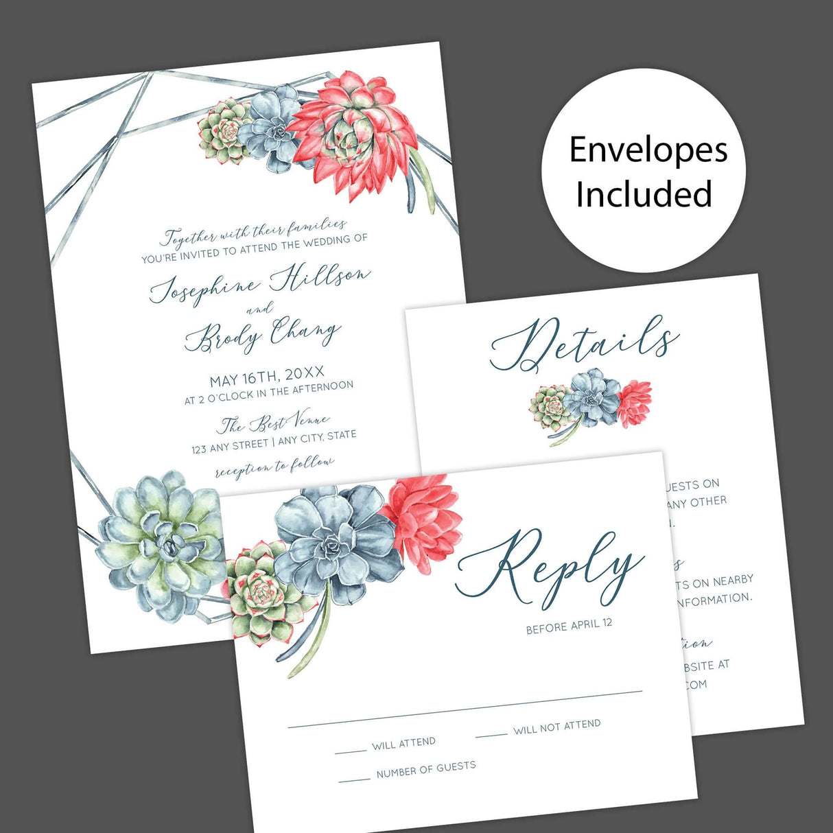 Invitaciones encantadoras de suculentas