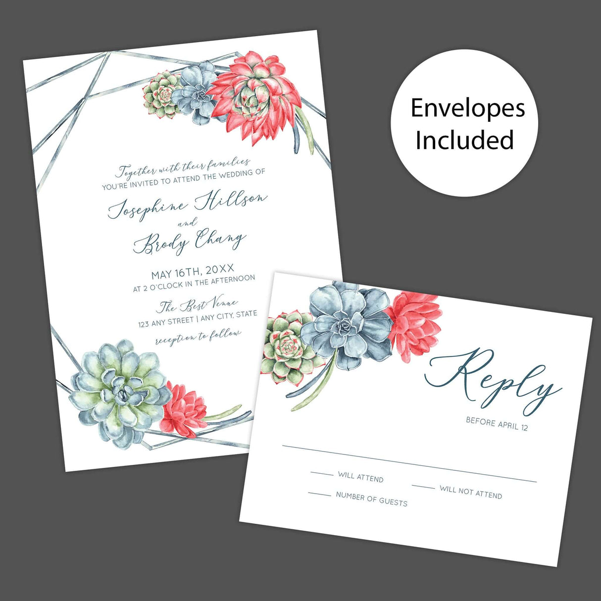 Invitaciones encantadoras de suculentas