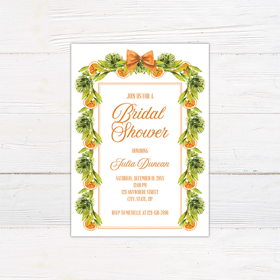 Citrus Garland Winter Bridal Shower Invitation