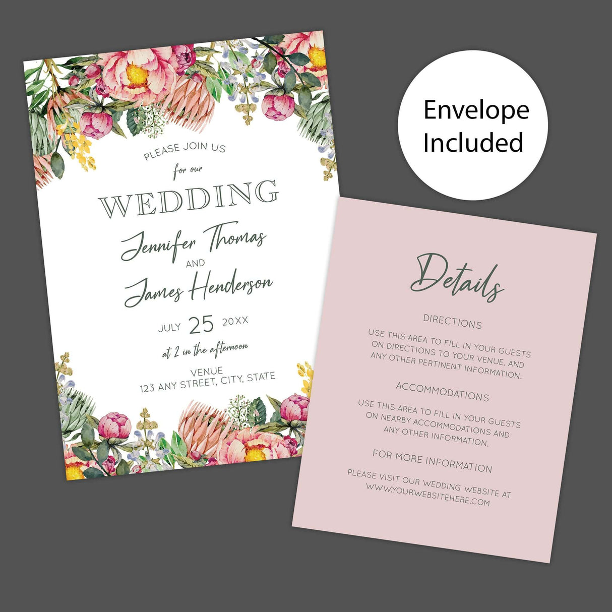 Colorful Garden Invitations – Hand-Painted Botanical Design