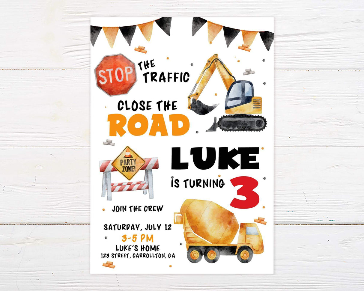Construction Birthday Invitation - goprintplus