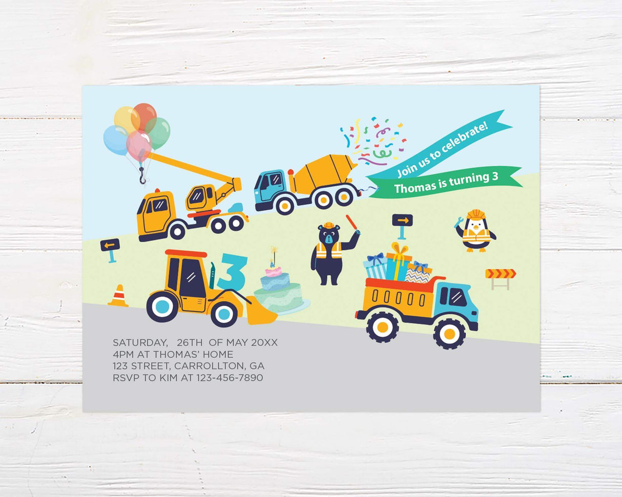 Construction Site Birthday Invitation - goprintplus