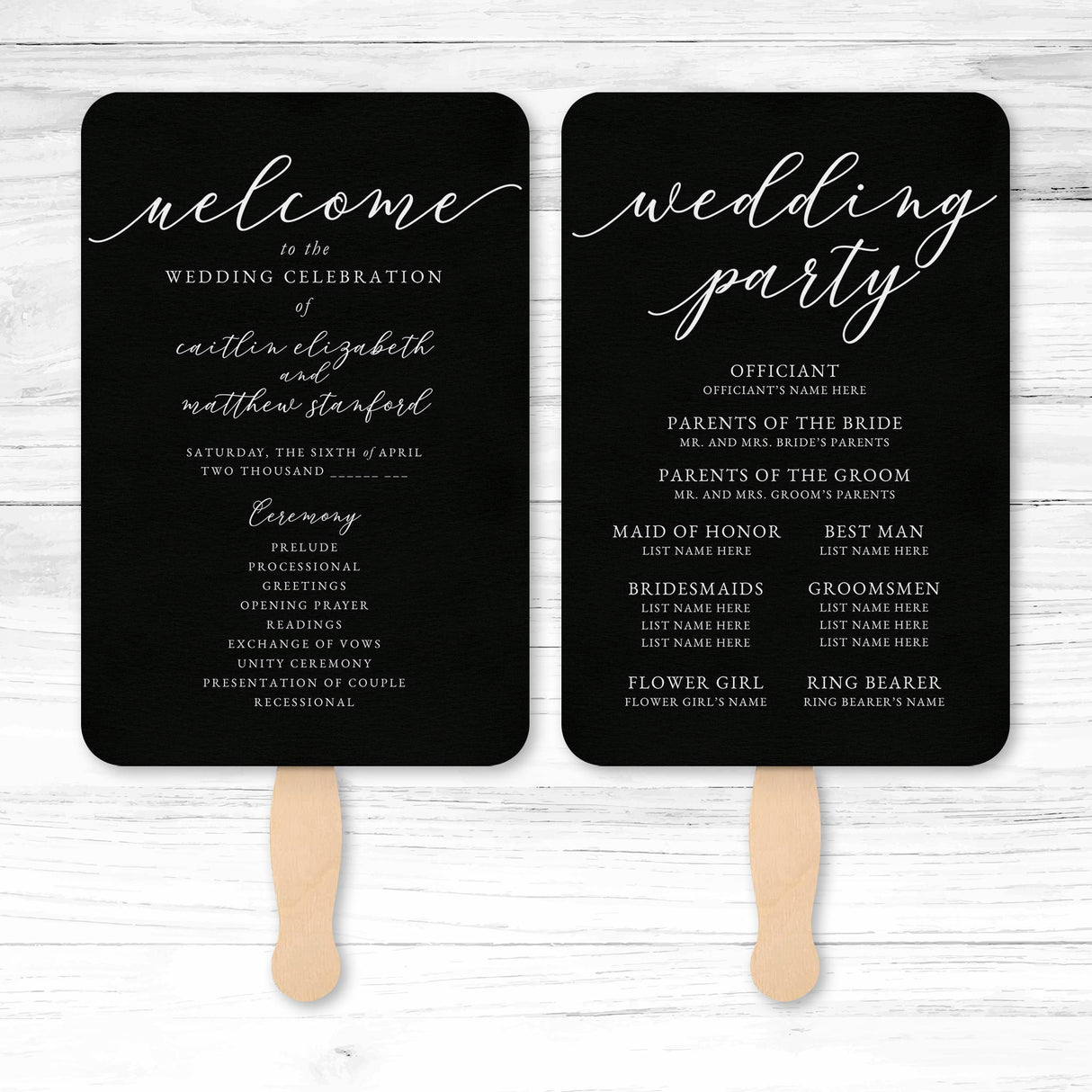 Specialty Paper Wedding or Event Program Fans