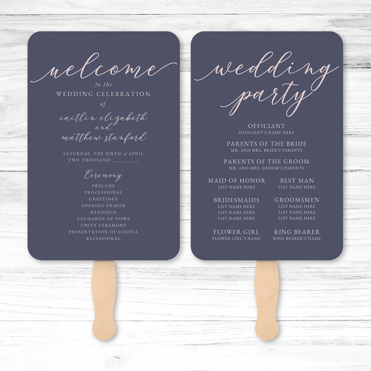 Specialty Paper Wedding or Event Program Fans