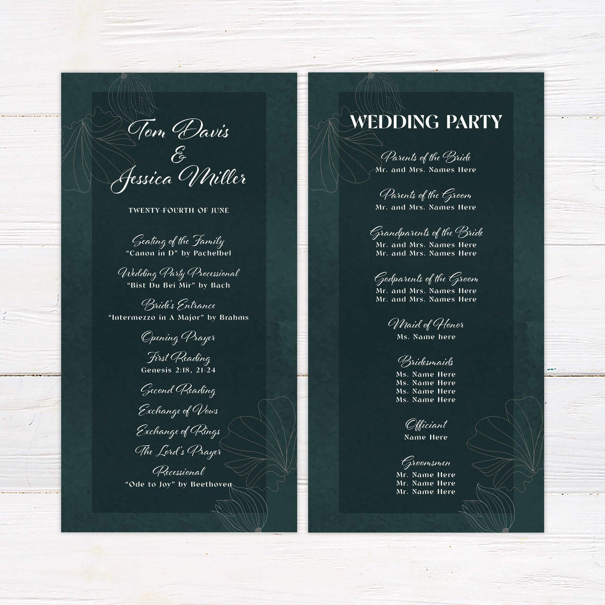 Dark Green Floral Invitations - goprintplus