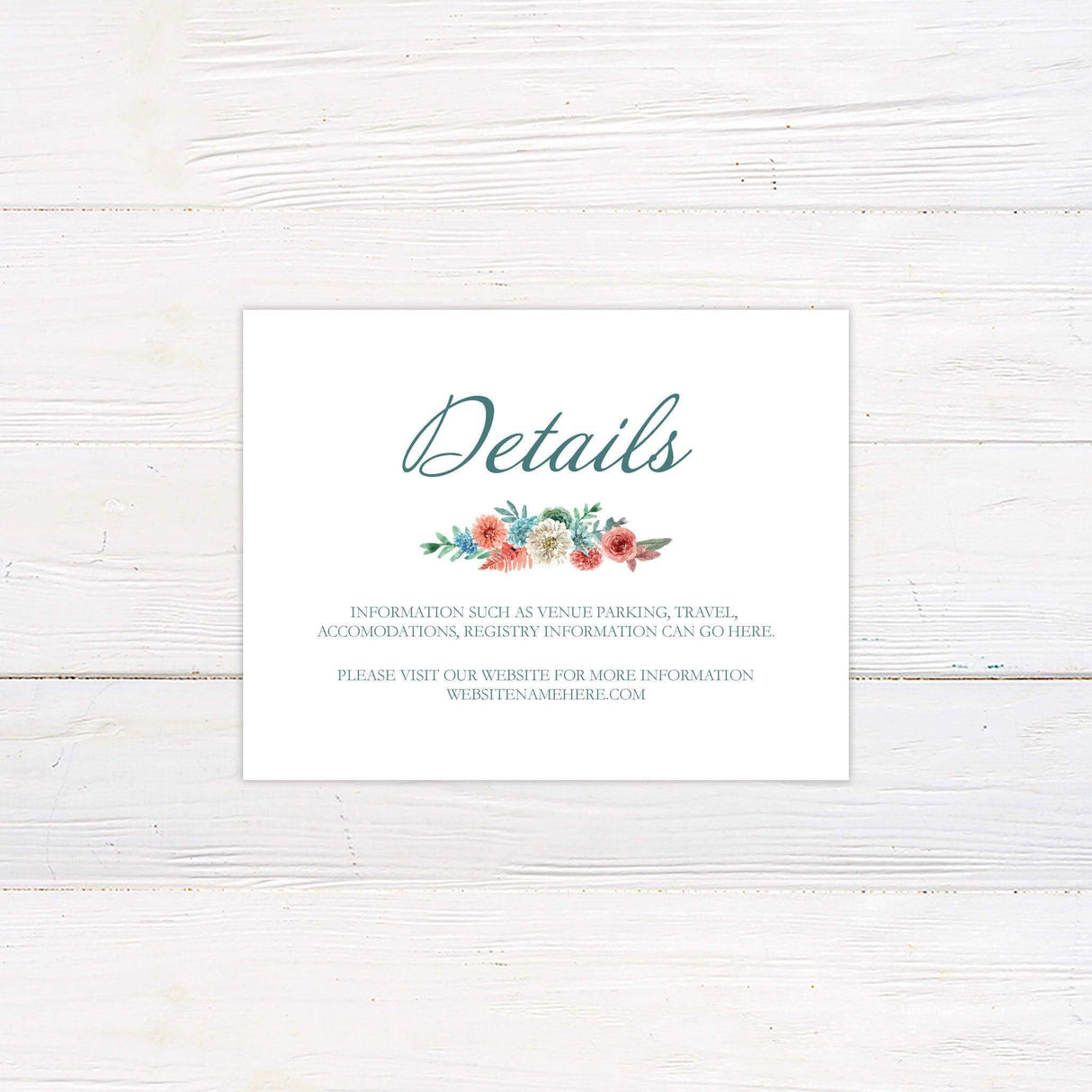 Dusty Blue Coral Floral Invitation - goprintplus
