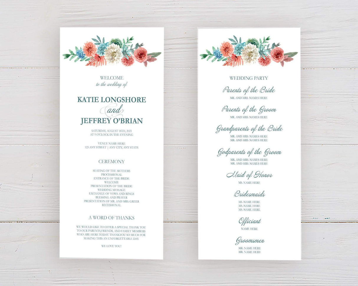 Dusty Blue Coral Floral Program - goprintplus