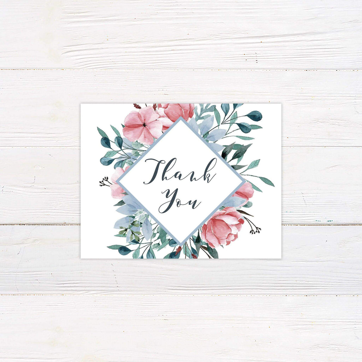 Dusty Blue Diamond Thank You Card - goprintplus