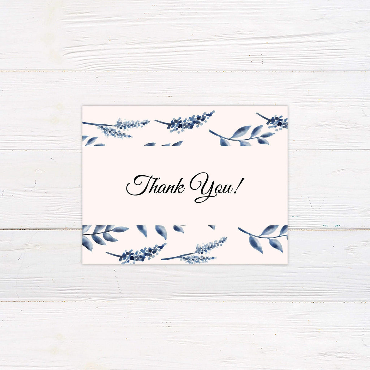 Elegant Blue Watercolor Leaves Invitations - goprintplus