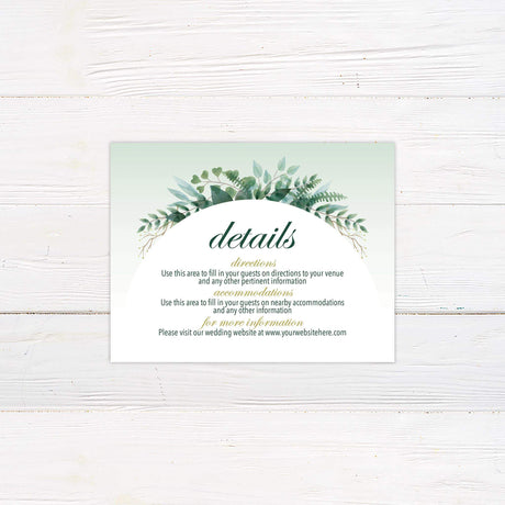 Elegant Green Botanical Arch Details Cards - goprintplus